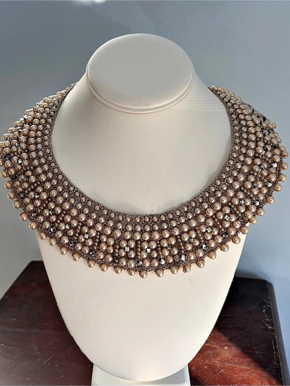 Vintage Pearl Beaded Statement Collar Necklace - 1940s